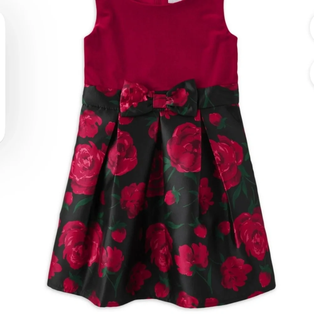 The Children’s Place Girls Red Velour Print Dress Size 8
